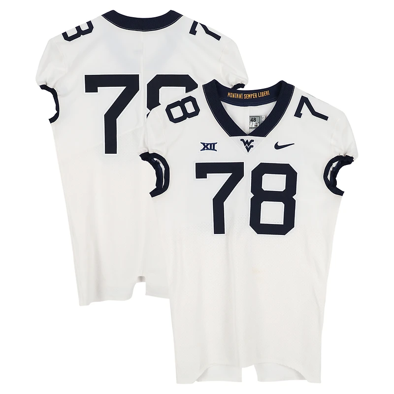 West Virginia Mountaineers Team-Issued #78 White Nike Jersey from the Football Program - Size 48+4