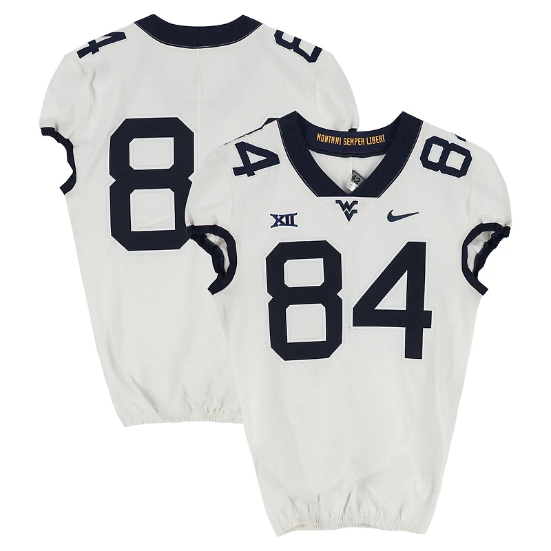 West Virginia Mountaineers Team-Issued #84 White Nike Jersey from the Football Program - Size 42+2