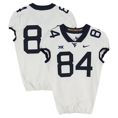 West Virginia Mountaineers Team-Issued #84 White Nike Jersey from the Football Program - Size 42+2