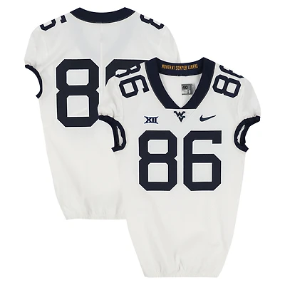 West Virginia Mountaineers Team-Issued #86 White Nike Jersey from the Football Program - Size 40+2