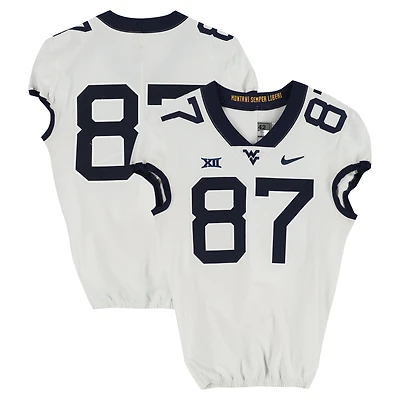 West Virginia Mountaineers Team-Issued #87 White Nike Jersey from the Football Program - Size 42+2