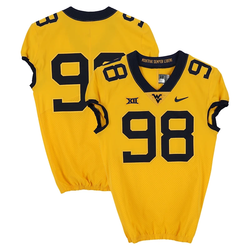 West Virginia Mountaineers Team-Issued #98 Gold Nike Jersey from the Football Program - Size 42+2