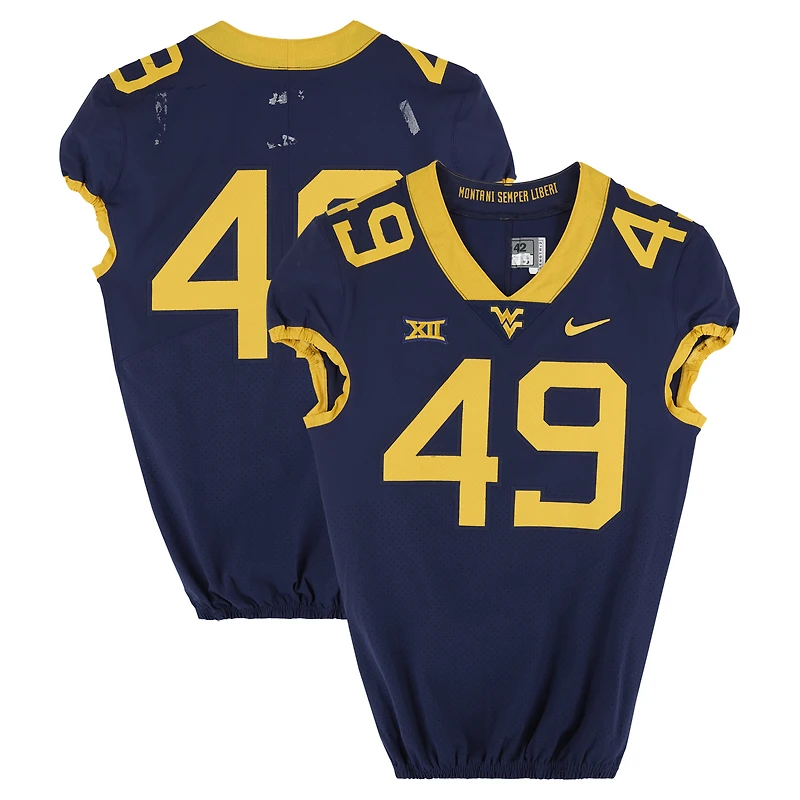 West Virginia Mountaineers Team-Issued #49 Navy Nike Jersey from the Football Program - Size 42+2