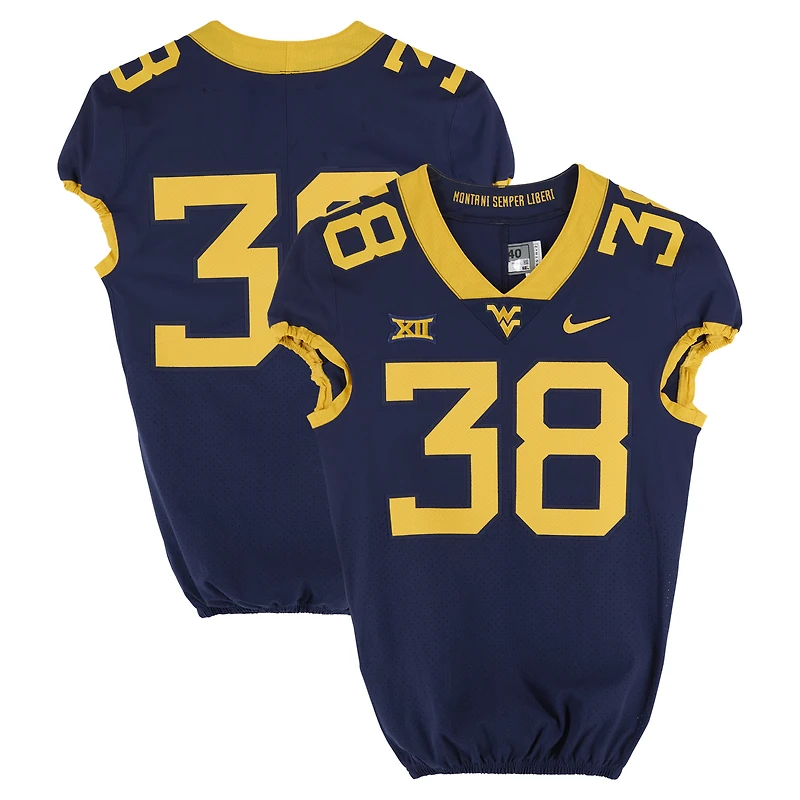 West Virginia Mountaineers Team-Issued #38 Navy Nike Jersey from the Football Program - Size 40+2
