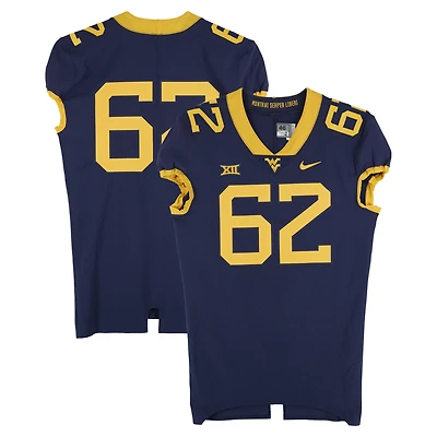 West Virginia Mountaineers Team-Issued #62 Navy Nike Jersey from the Football Program - Size 46+4