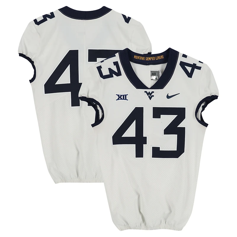 West Virginia Mountaineers Team-Issued #43 White Nike Jersey from the Football Program - Size 40+2