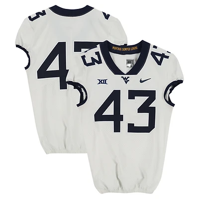 West Virginia Mountaineers Team-Issued #43 White Nike Jersey from the Football Program - Size 40+2