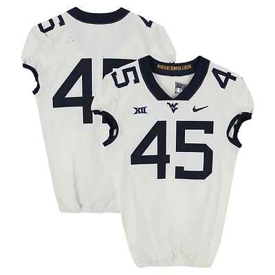 West Virginia Mountaineers Team-Issued #45 White Nike Jersey from the Football Program - Size 42+2