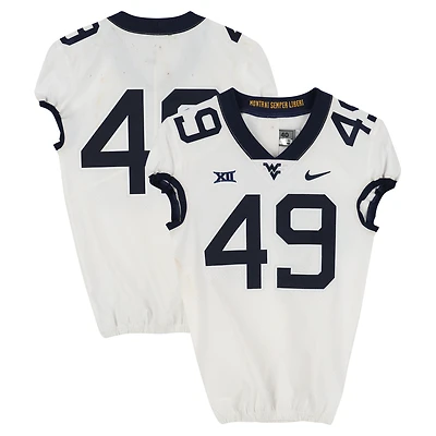 West Virginia Mountaineers Team-Issued #49 White Nike Jersey from the Football Program - Size 40+2
