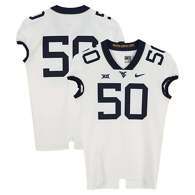 West Virginia Mountaineers Team-Issued #50 White Nike Jersey from the Football Program - Size 48+4