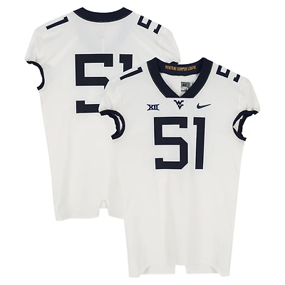 West Virginia Mountaineers Team-Issued #51 White Nike Jersey from the Football Program - Size 46+4