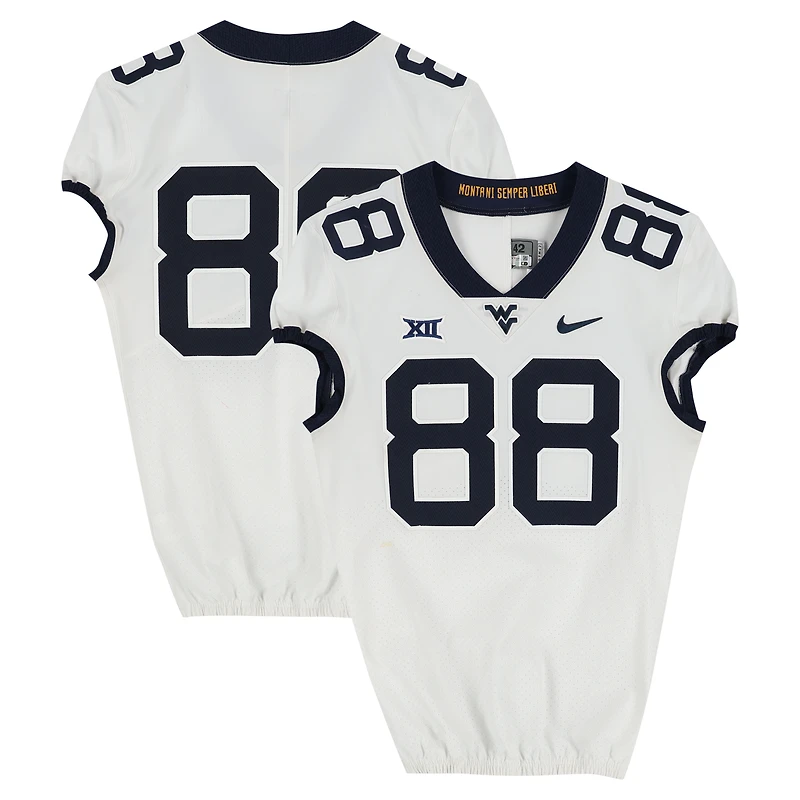 West Virginia Mountaineers Team-Issued #88 White Nike Jersey from the Football Program - Size 42+2