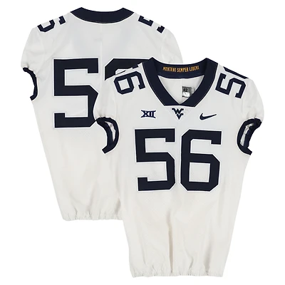 West Virginia Mountaineers Team-Issued #56 White Nike Jersey from the Football Program - Size 42+2