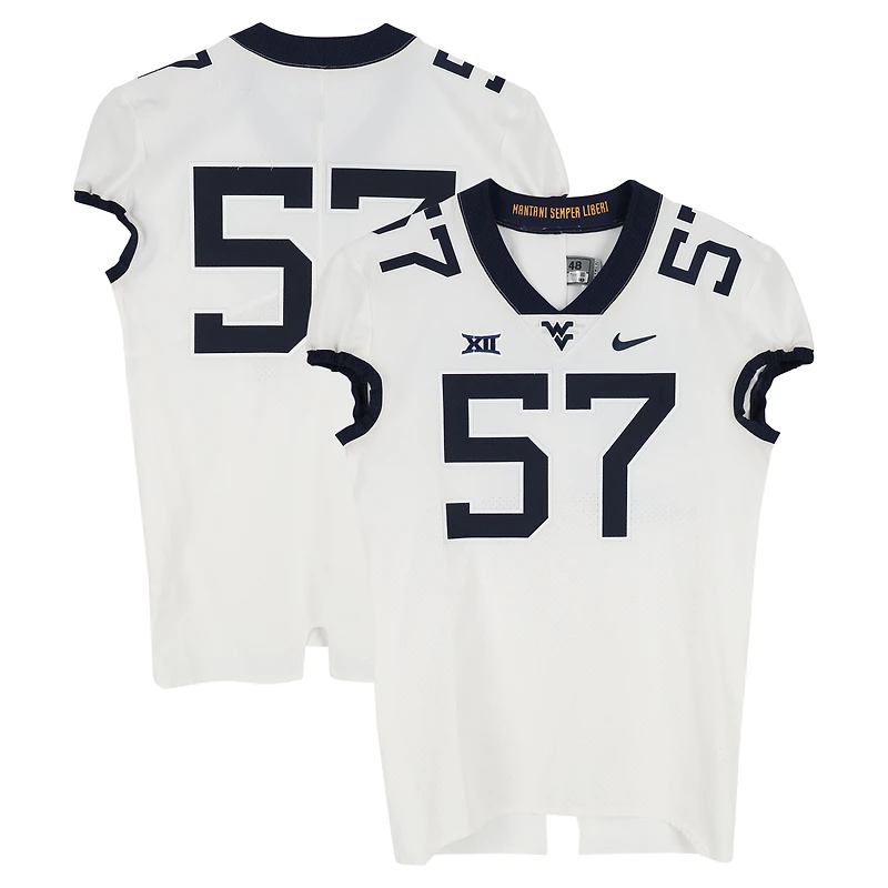 West Virginia Mountaineers Team-Issued #57 White Nike Jersey from the Football Program - Size 48+4