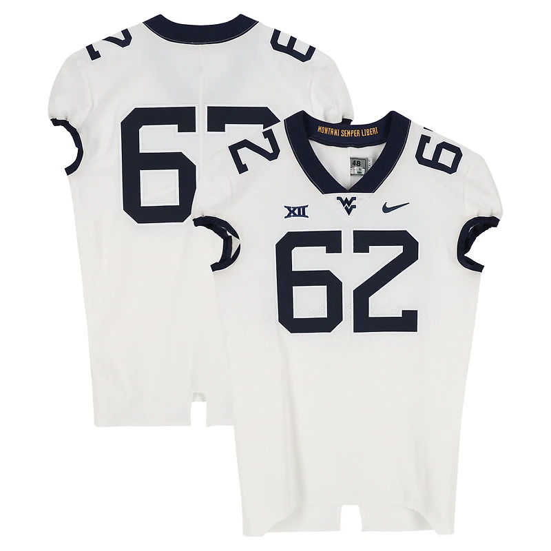 West Virginia Mountaineers Team-Issued #62 White Nike Jersey from the Football Program - Size 48+4