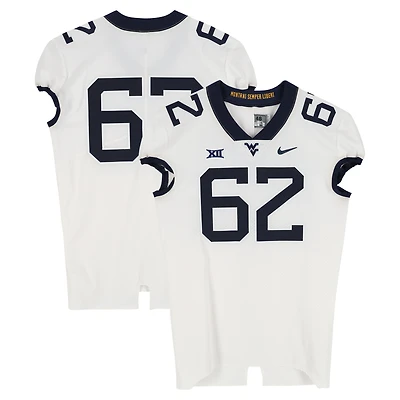 West Virginia Mountaineers Team-Issued #62 White Nike Jersey from the Football Program - Size 48+4