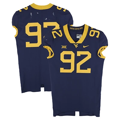 West Virginia Mountaineers Team-Issued #92 Navy Nike Jersey from the Football Program - Size 46+4
