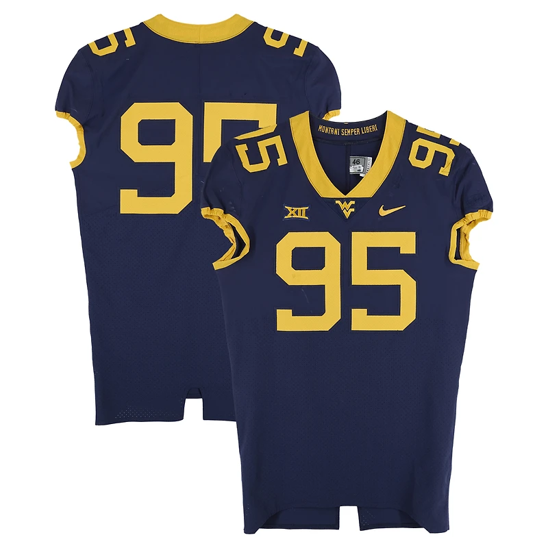 West Virginia Mountaineers Team-Issued #95 Navy Nike Jersey from the Football Program - Size 46+4