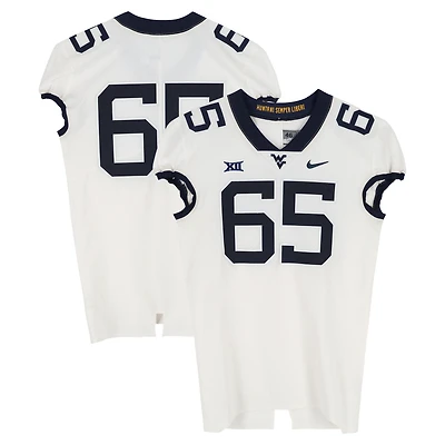 West Virginia Mountaineers Team-Issued #65 White Nike Jersey from the Football Program - Size 46+4