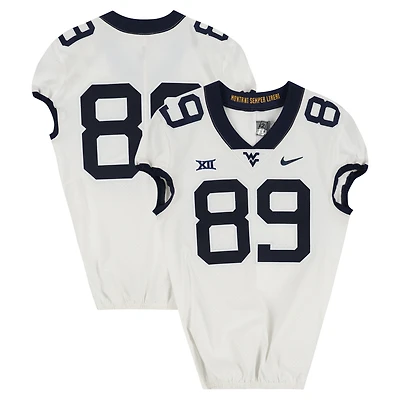 West Virginia Mountaineers Team-Issued #89 White Nike Jersey from the Football Program - Size 42+2