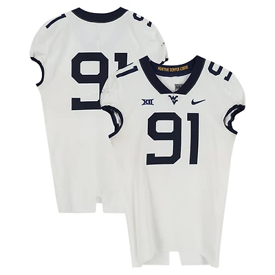 West Virginia Mountaineers Team-Issued #91 White Nike Jersey from the Football Program - Size 44+4
