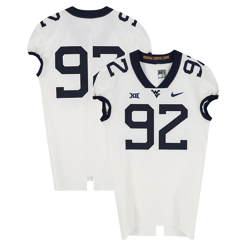 West Virginia Mountaineers Team-Issued #92 White Nike Jersey from the Football Program - Size 44+4
