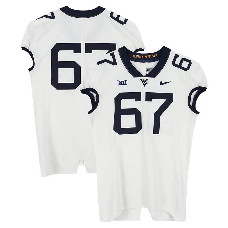 West Virginia Mountaineers Team-Issued #67 White Nike Jersey from the Football Program - Size 48+4