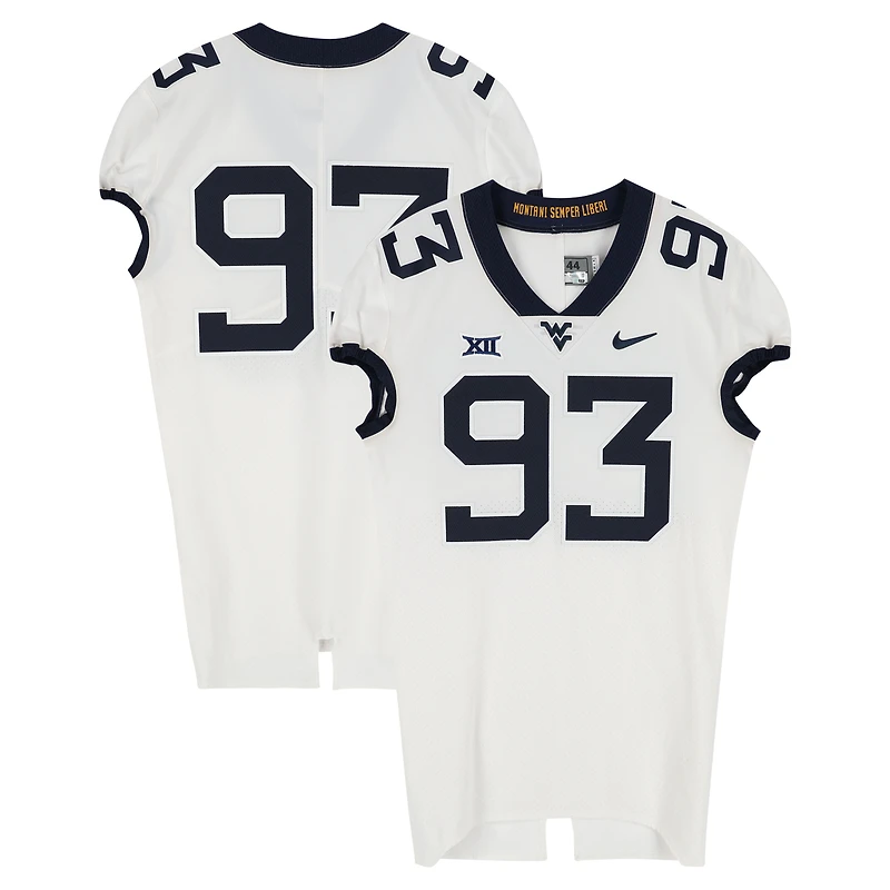 West Virginia Mountaineers Team-Issued #93 White Nike Jersey from the Football Program - Size 44+4