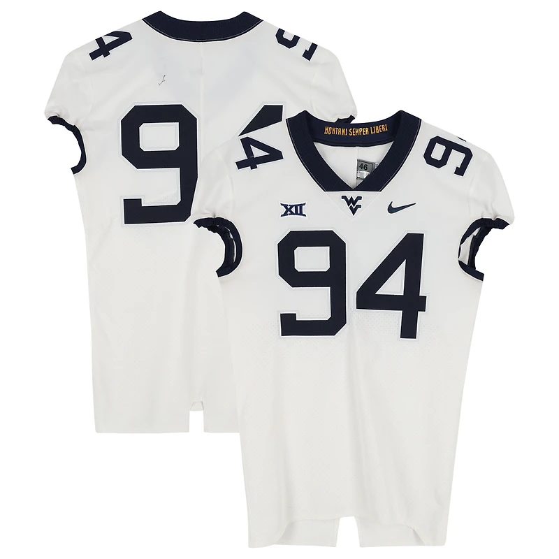 West Virginia Mountaineers Team-Issued #94 White Nike Jersey from the Football Program - Size 46+4