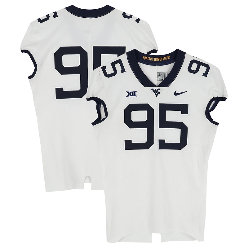 West Virginia Mountaineers Team-Issued #95 White Nike Jersey from the Football Program - Size 48+4