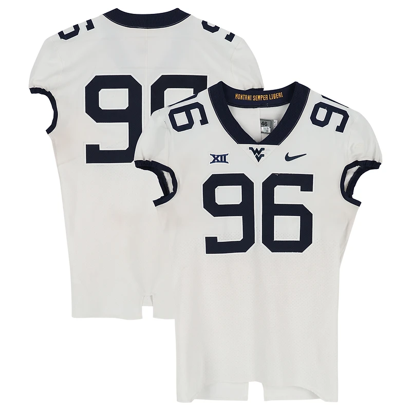 West Virginia Mountaineers Team-Issued #96 White Nike Jersey from the Football Program - Size 46+4