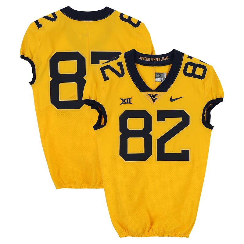 West Virginia Mountaineers Team-Issued #82 Gold Nike Jersey from the Football Program - Size 42+2