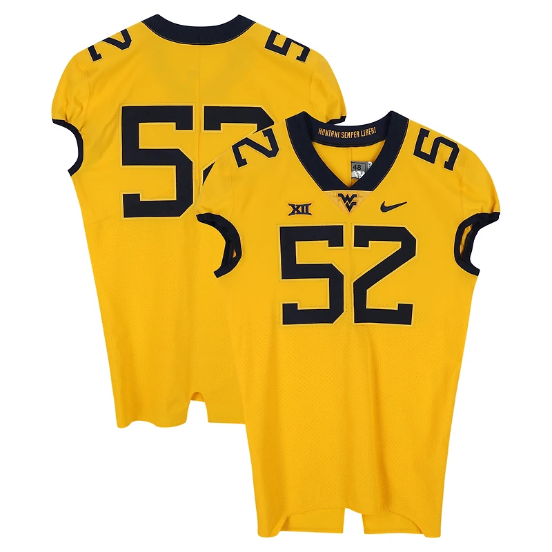 West Virginia Mountaineers Team-Issued #52 Gold Nike Jersey from the Football Program - Size 48+4