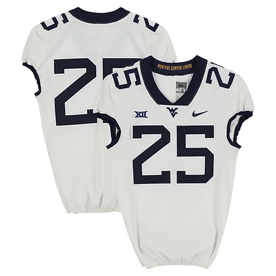 West Virginia Mountaineers Team-Issued #25 White Nike Jersey from the Football Program - Size 40+2