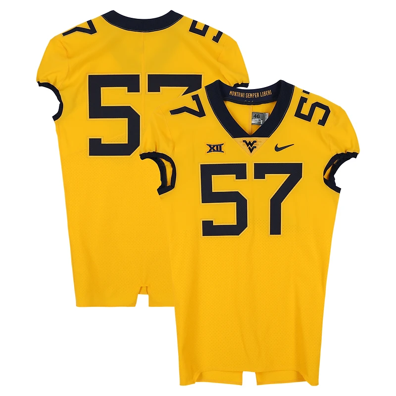 West Virginia Mountaineers Team-Issued #57 Gold Nike Jersey from the Football Program - Size 46+4