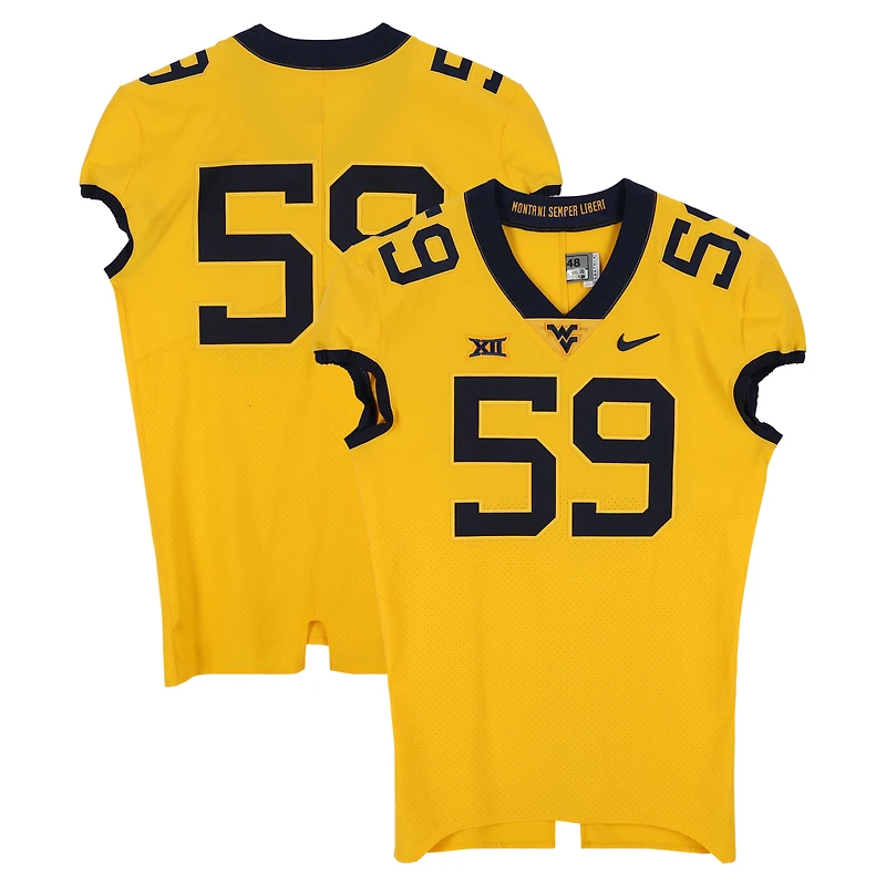 West Virginia Mountaineers Team-Issued #59 Gold Nike Jersey from the Football Program - Size 48+4