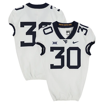West Virginia Mountaineers Team-Issued #30 White Nike Jersey from the Football Program - Size 40+2