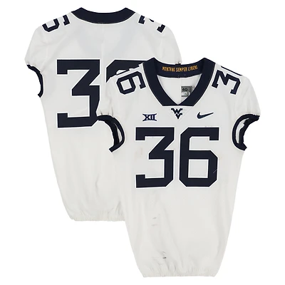 West Virginia Mountaineers Team-Issued #36 White Nike Jersey from the Football Program - Size 40+2