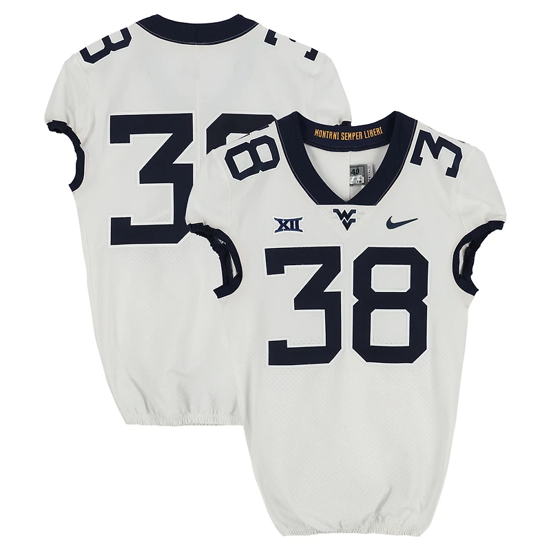 West Virginia Mountaineers Team-Issued #38 White Nike Jersey from the Football Program - Size 40+2