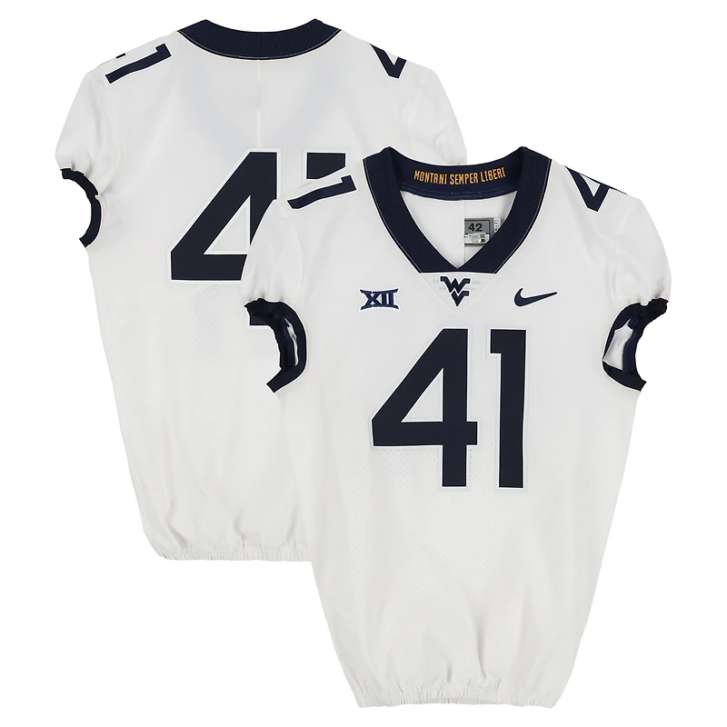 West Virginia Mountaineers Team-Issued #41 White Nike Jersey from the Football Program - Size 42+2