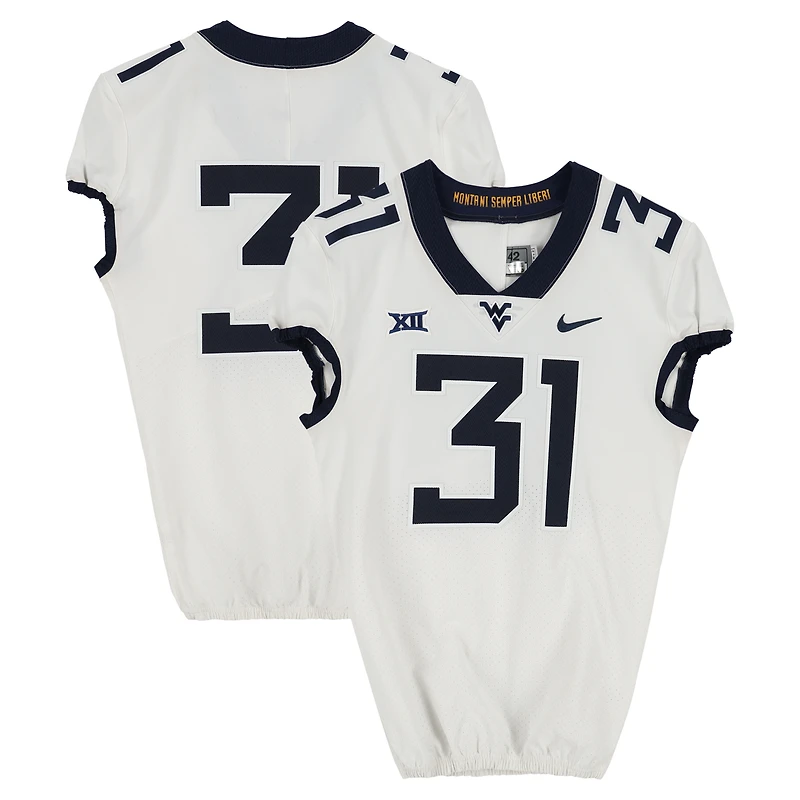 West Virginia Mountaineers Team-Issued #31 White Nike Jersey from the Football Program - Size 42+2