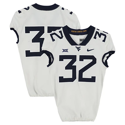 West Virginia Mountaineers Team-Issued #32 White Nike Jersey from the Football Program - Size 40+2