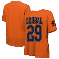Women's Majestic Threads Tarik Skubal Orange Detroit Tigers Oversized Name & Number T-Shirt