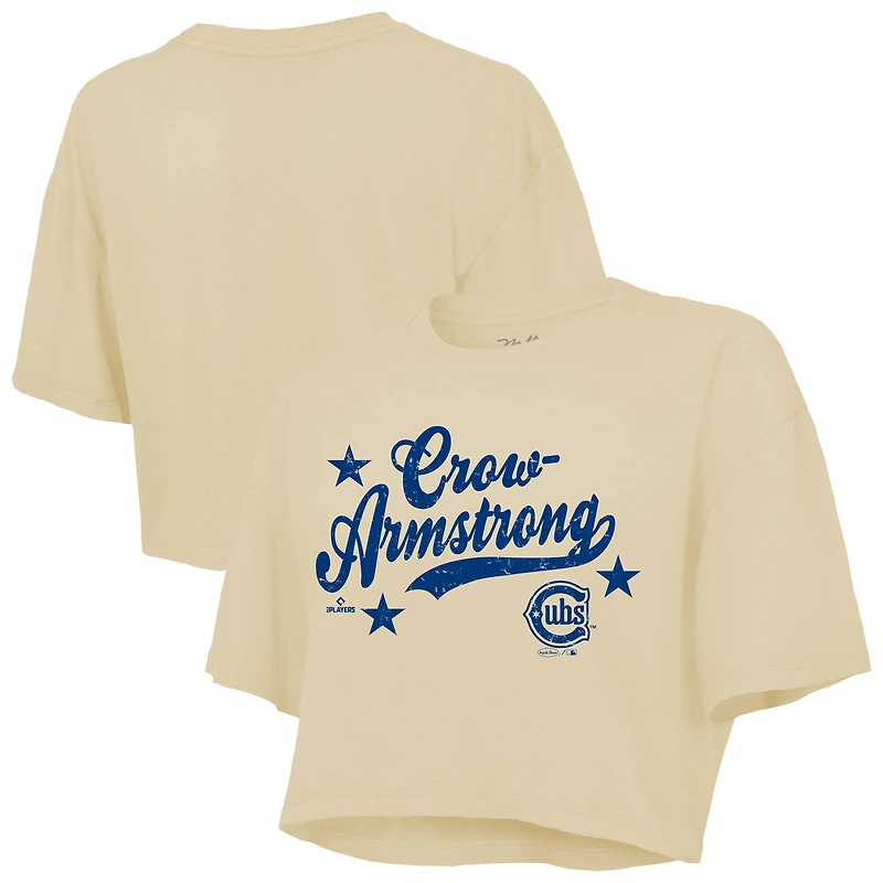 Women's Majestic Threads Pete Crow-Armstrong Cream Chicago Cubs Boxy Crop Top