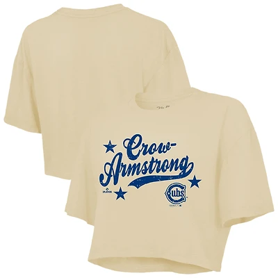 Women's Majestic Threads Pete Crow-Armstrong Cream Chicago Cubs Boxy Crop Top