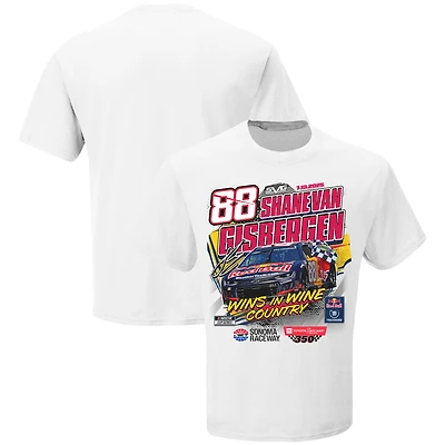 Men's Checkered Flag Sports White Shane van Gisbergen 2025 Toyota/SaveMart 350 Race Win T-Shirt