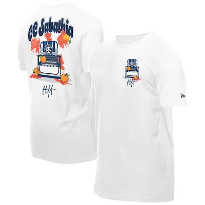 Men's New Era CC Sabathia White York Yankees 2025 National Baseball Hall of Fame Grapefruit Chair T-Shirt