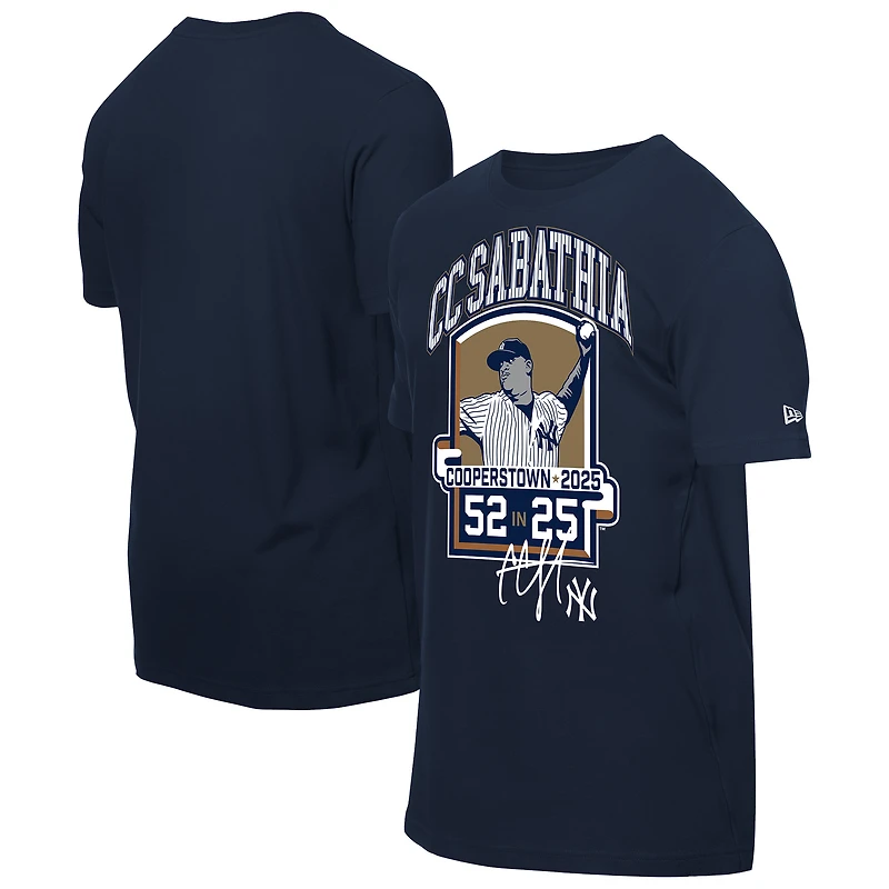 Men's New Era CC Sabathia Navy York Yankees 2025 National Baseball Hall of Fame Graphic T-Shirt