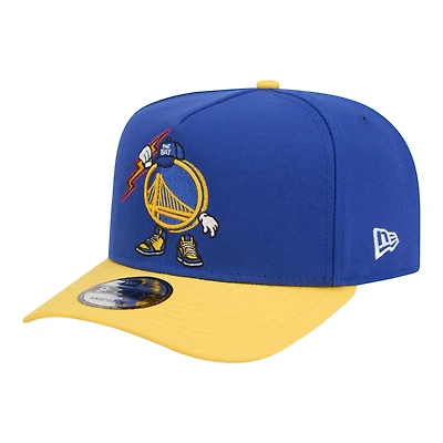 Men's New Era  Royal Golden State Warriors Injection Cartoon Logo A-Frame 9FIFTY Adjustable Hat