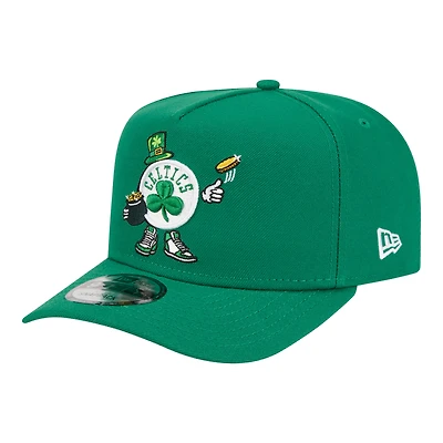 Men's New Era  Kelly Green Boston Celtics Injection Cartoon Logo A-Frame 9FIFTY Adjustable Hat
